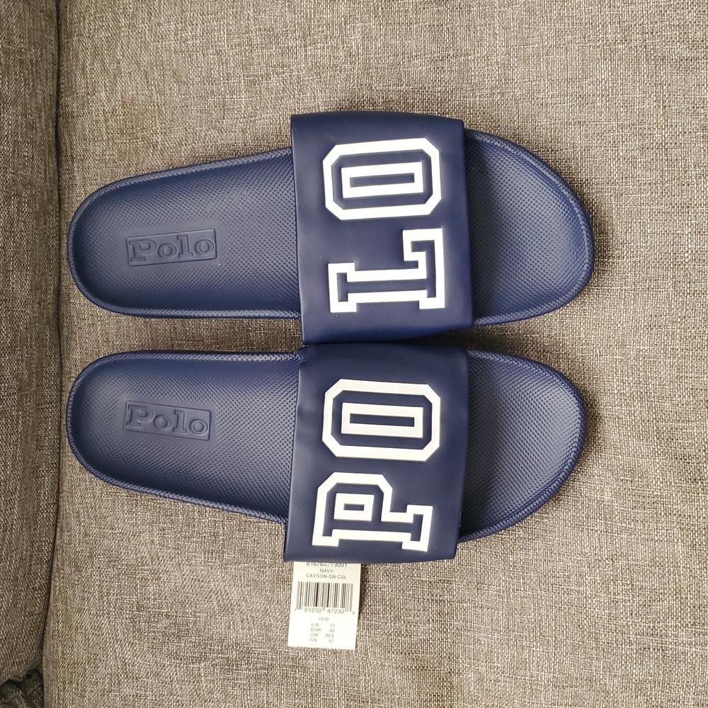 POLO RALPH LAUREN CAYSON MEN'S SLIDES COLOR  BLUE SIZE 12